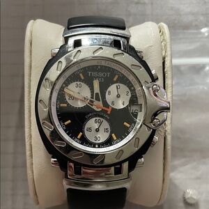Tissot Black Dial Chronograph with Silver Accents NEEDS NEW STEM